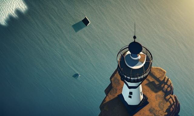 Aerial Lighthouse View: Photorealistic Coastal Concept Art