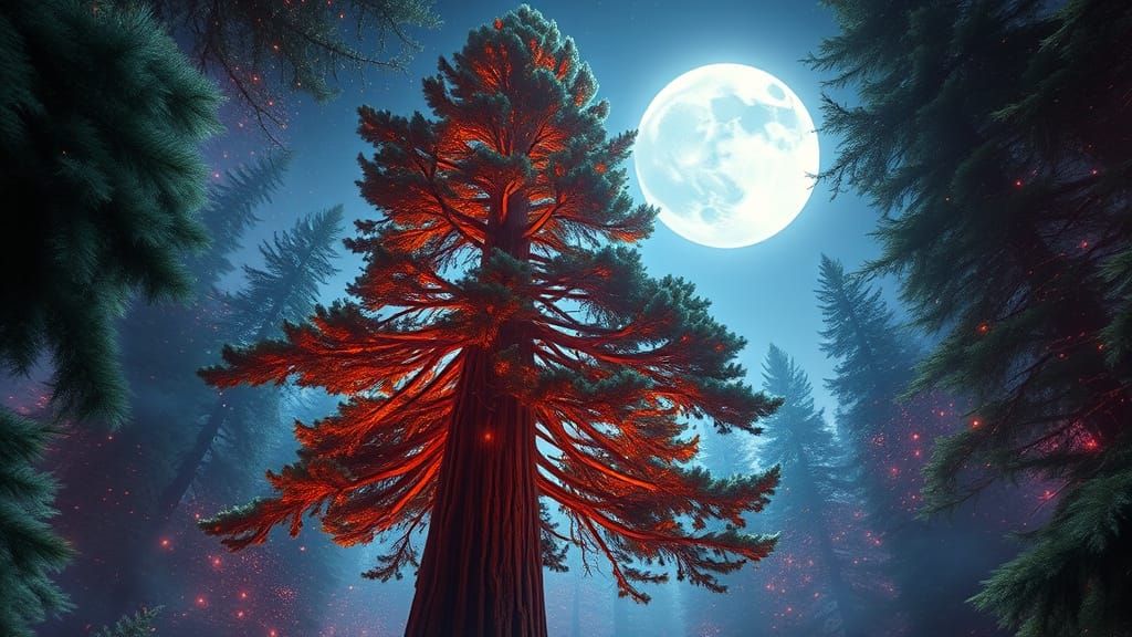 Majestic Redwood in Ethereal Radiance