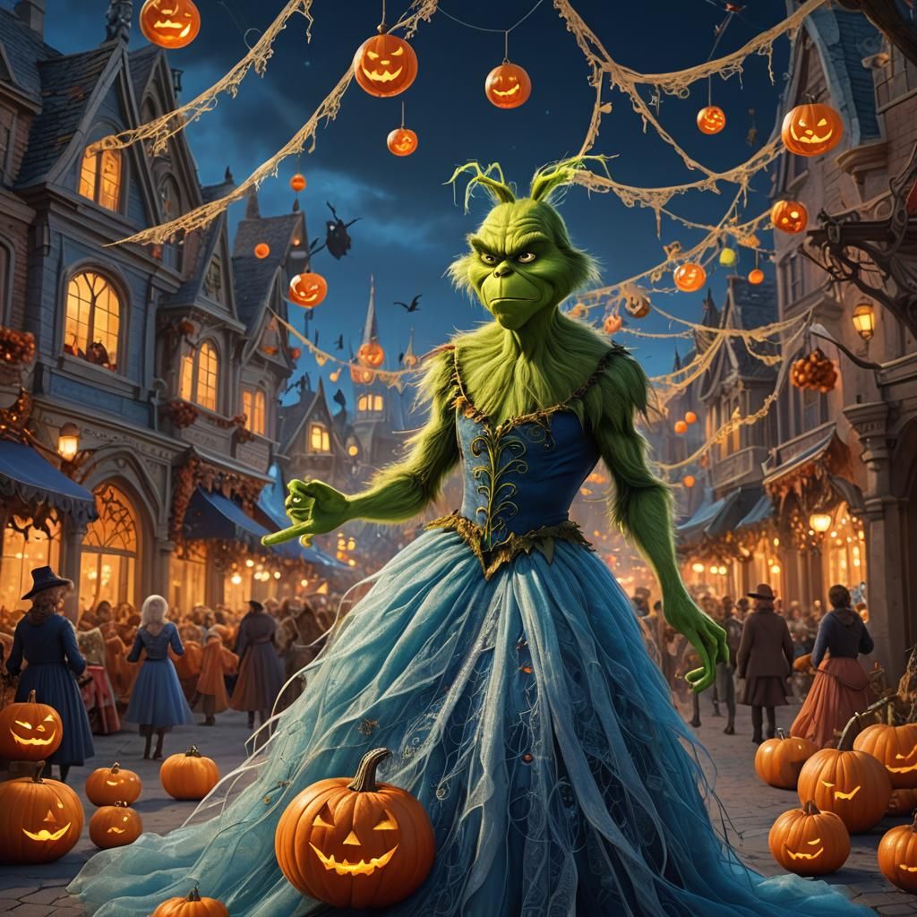 The Grinch Steals Halloween in Princess Costume