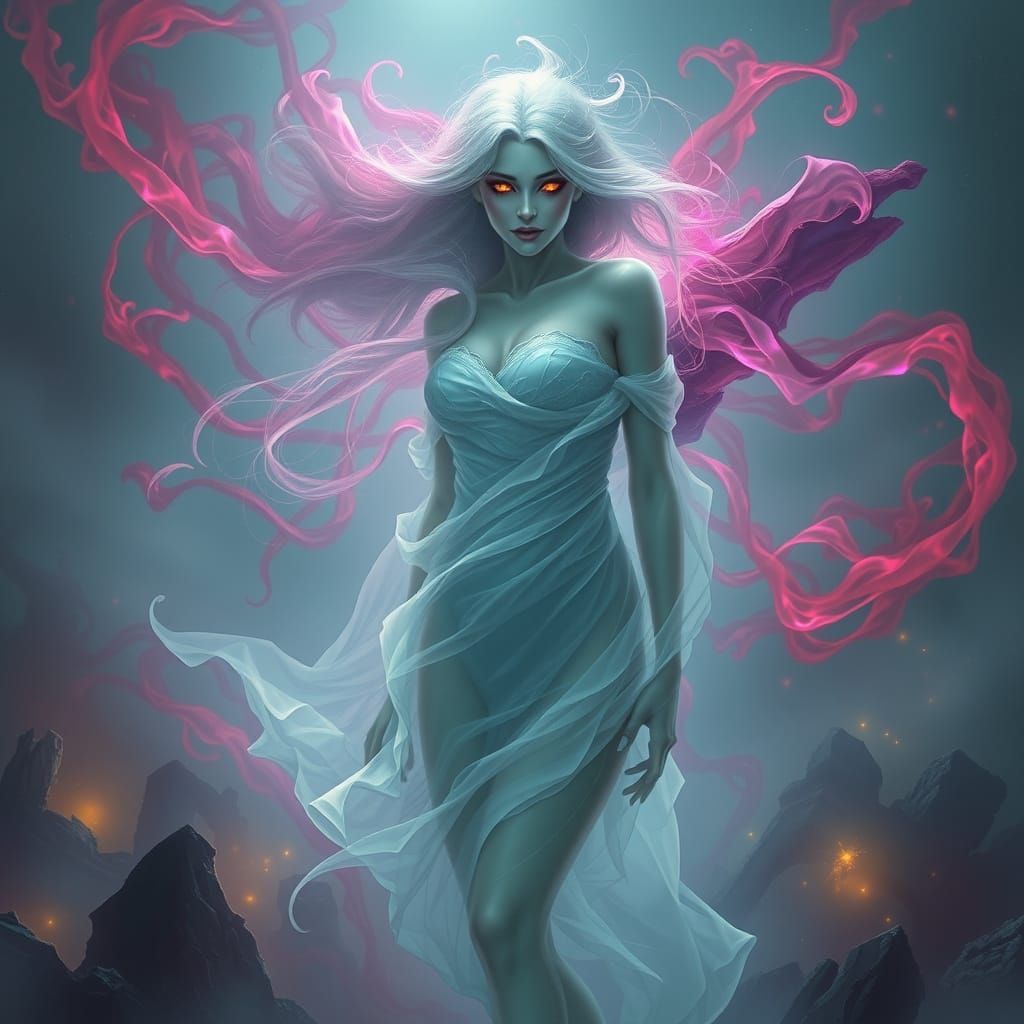 Celestial Siren of Forgotten Stars in Surreal Style