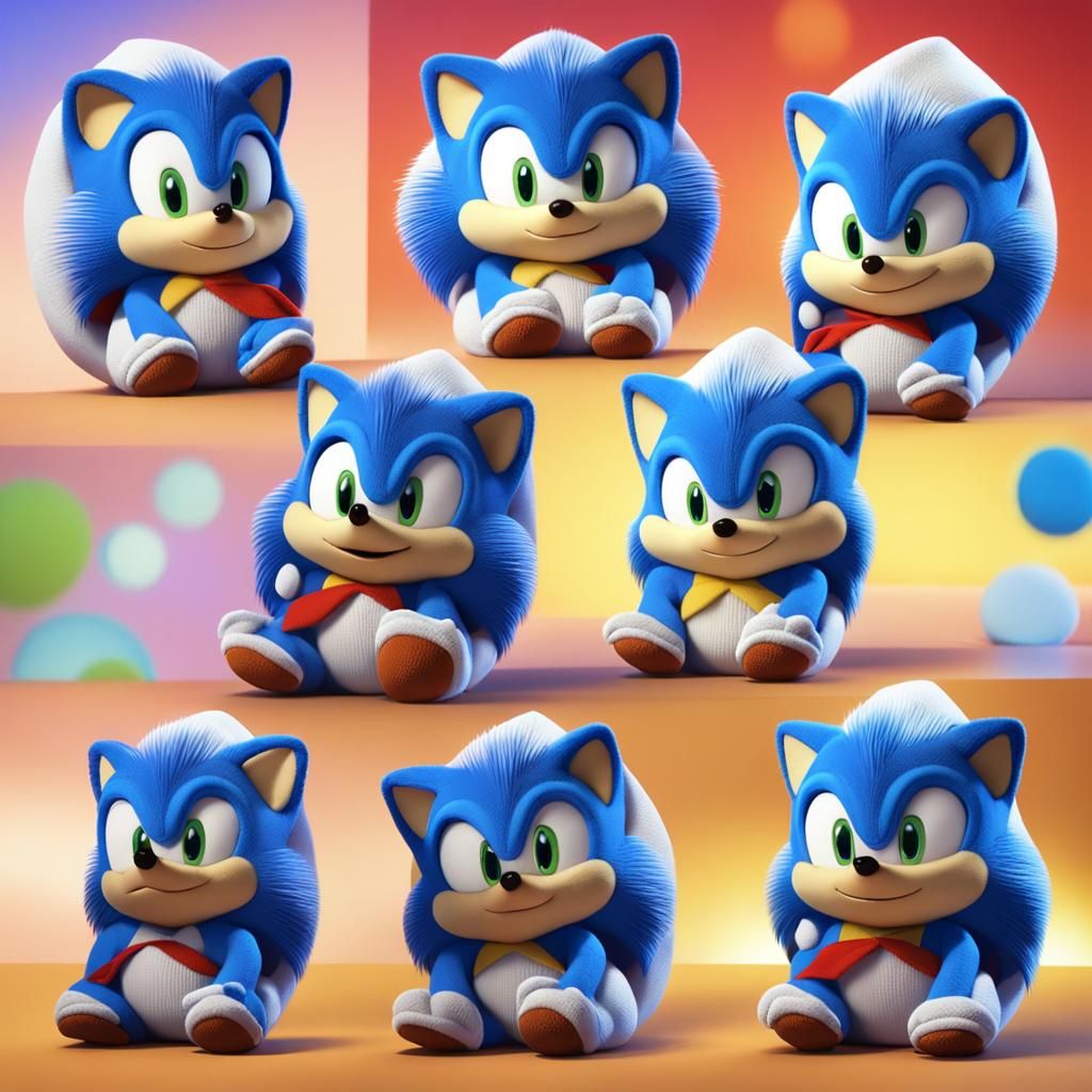Swaddled Baby Sonic Plush in 3D Style