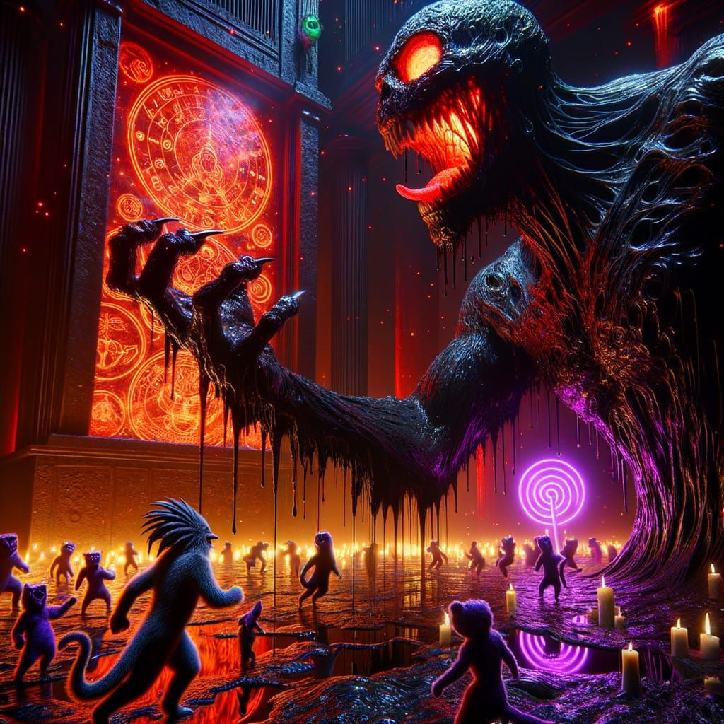 Ominous Underworld Mutant with Neon Feline Performance