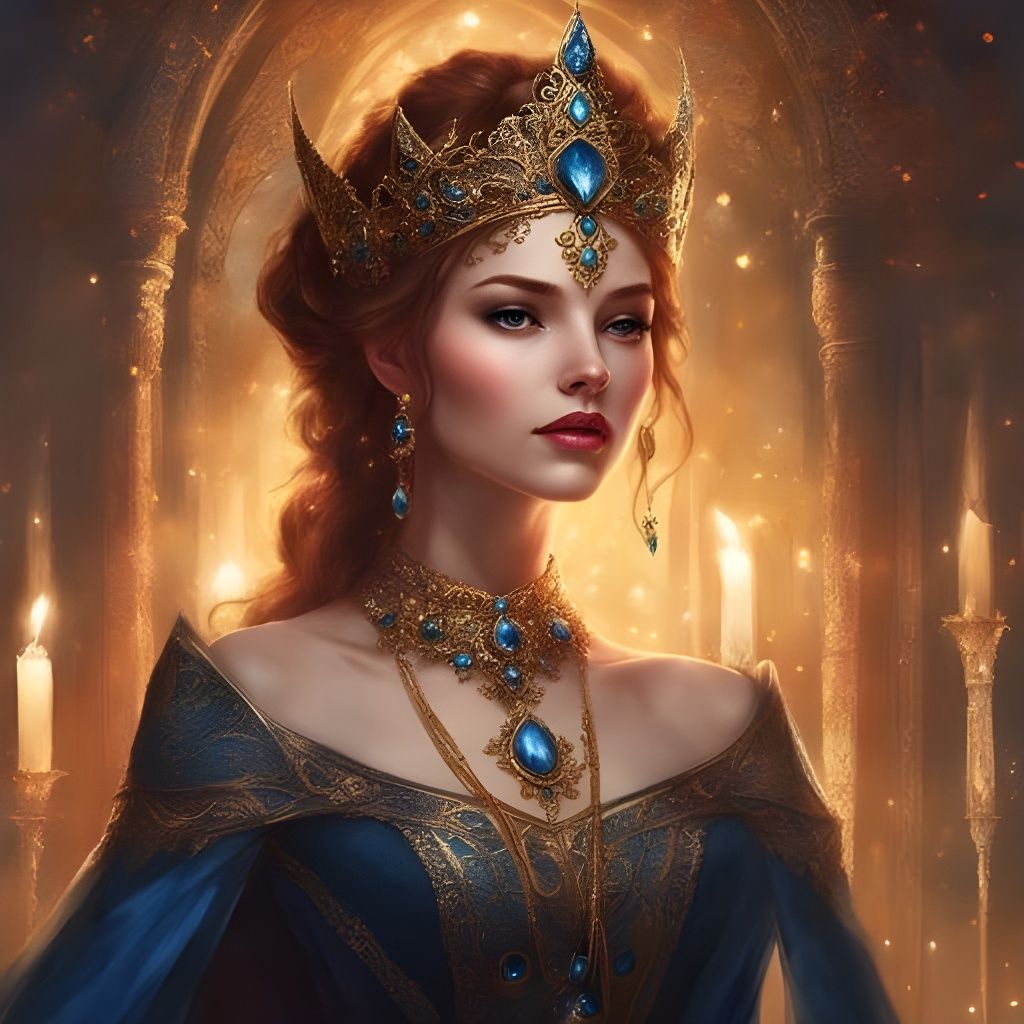 Dark Gothic Tatar Princess Portrait in Royo Style
