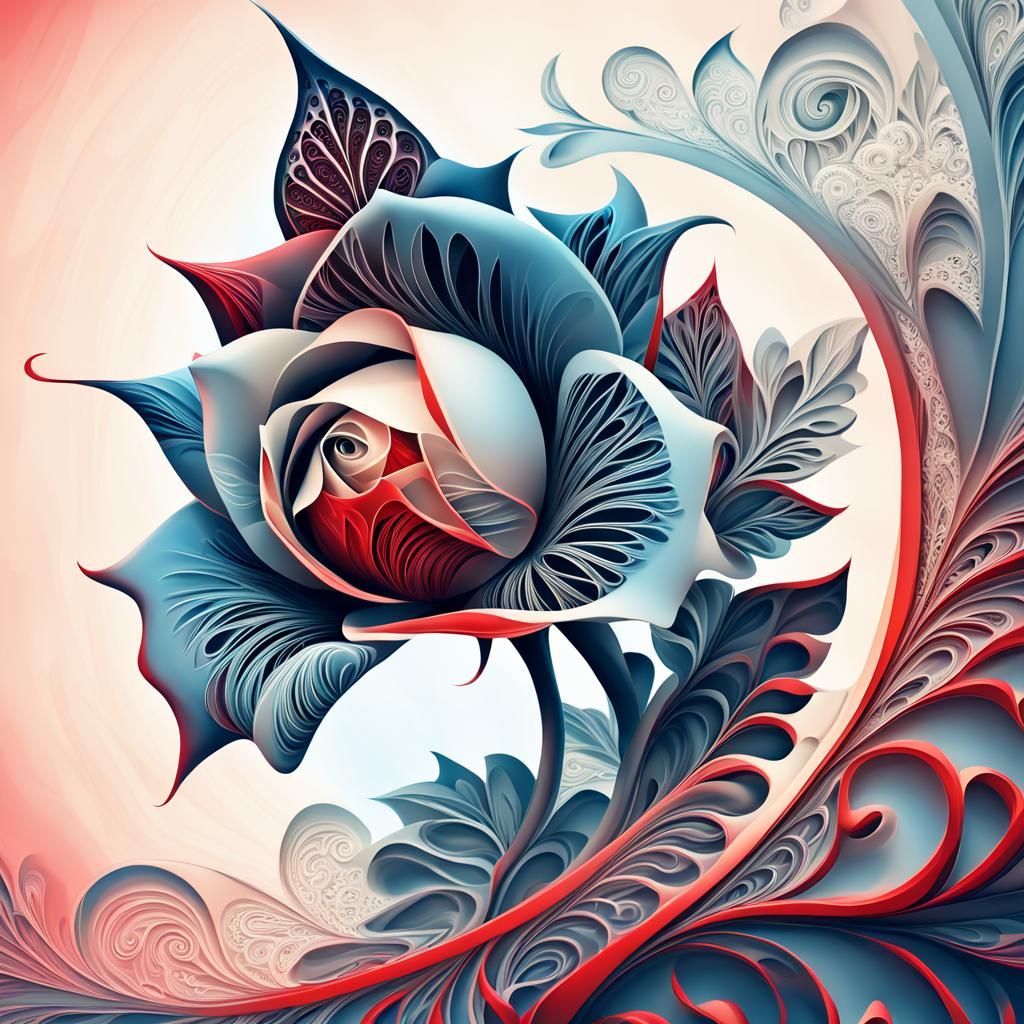 Fractal Red Rose: Algorithmic Generative Digital Art