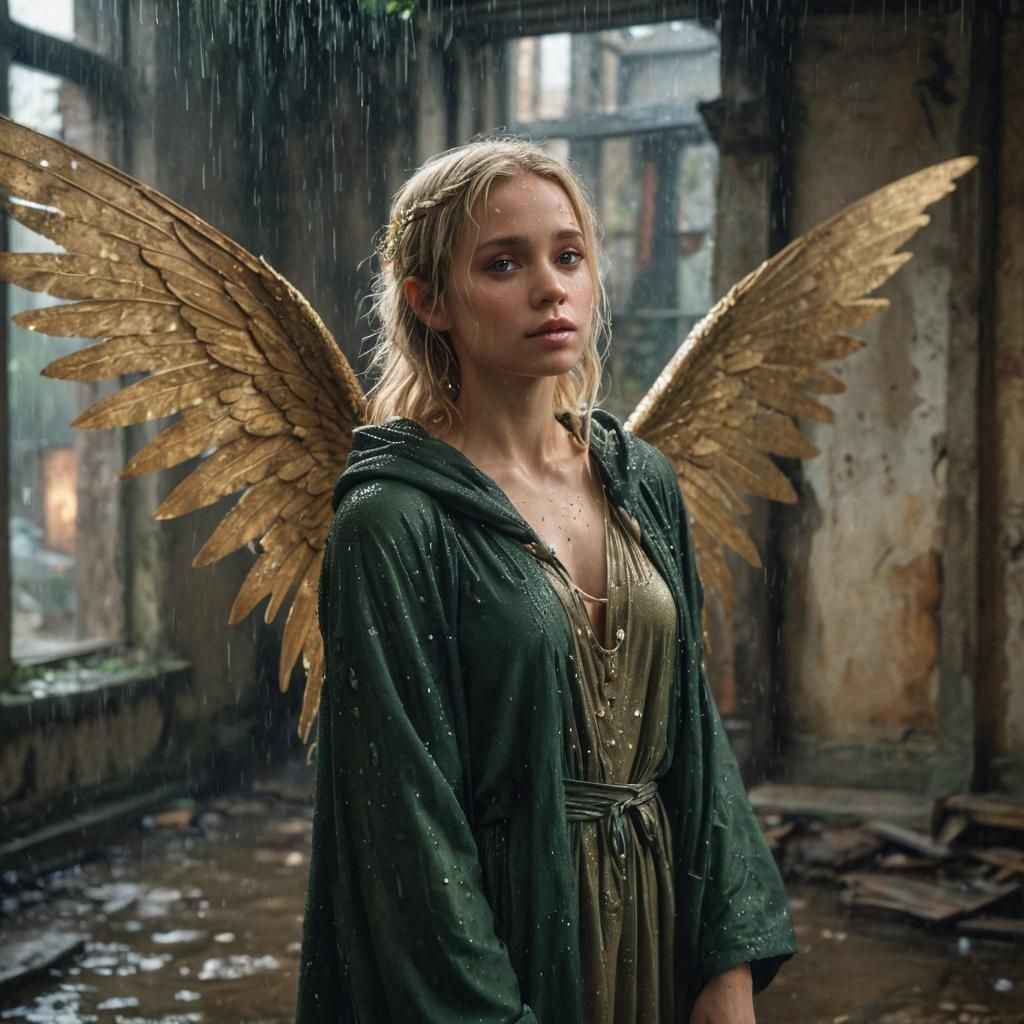 Fairy with Broken Wing in Derelict Building