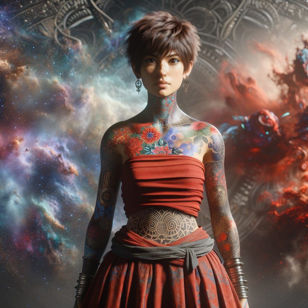 Fantasy Woman with Tattoos in Detailed Matte Painting