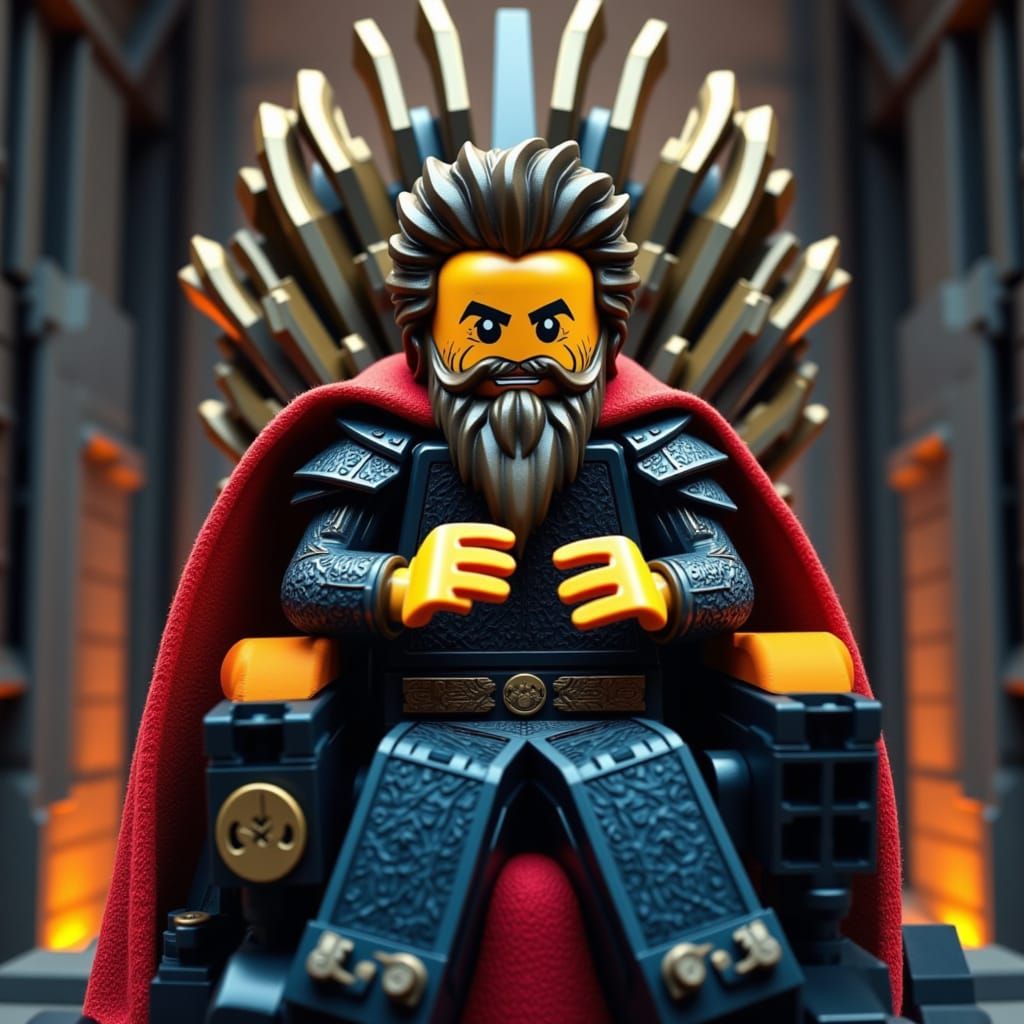 LEGO Medieval King on Iron Throne