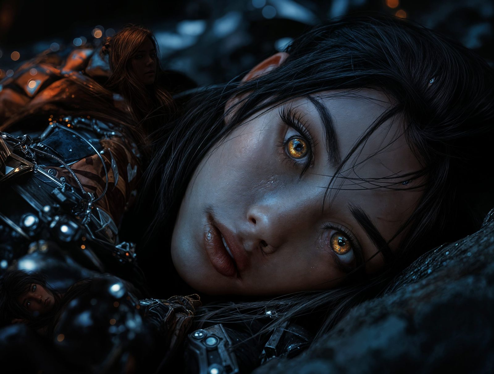 Manga Female Warrior Resting After Battle