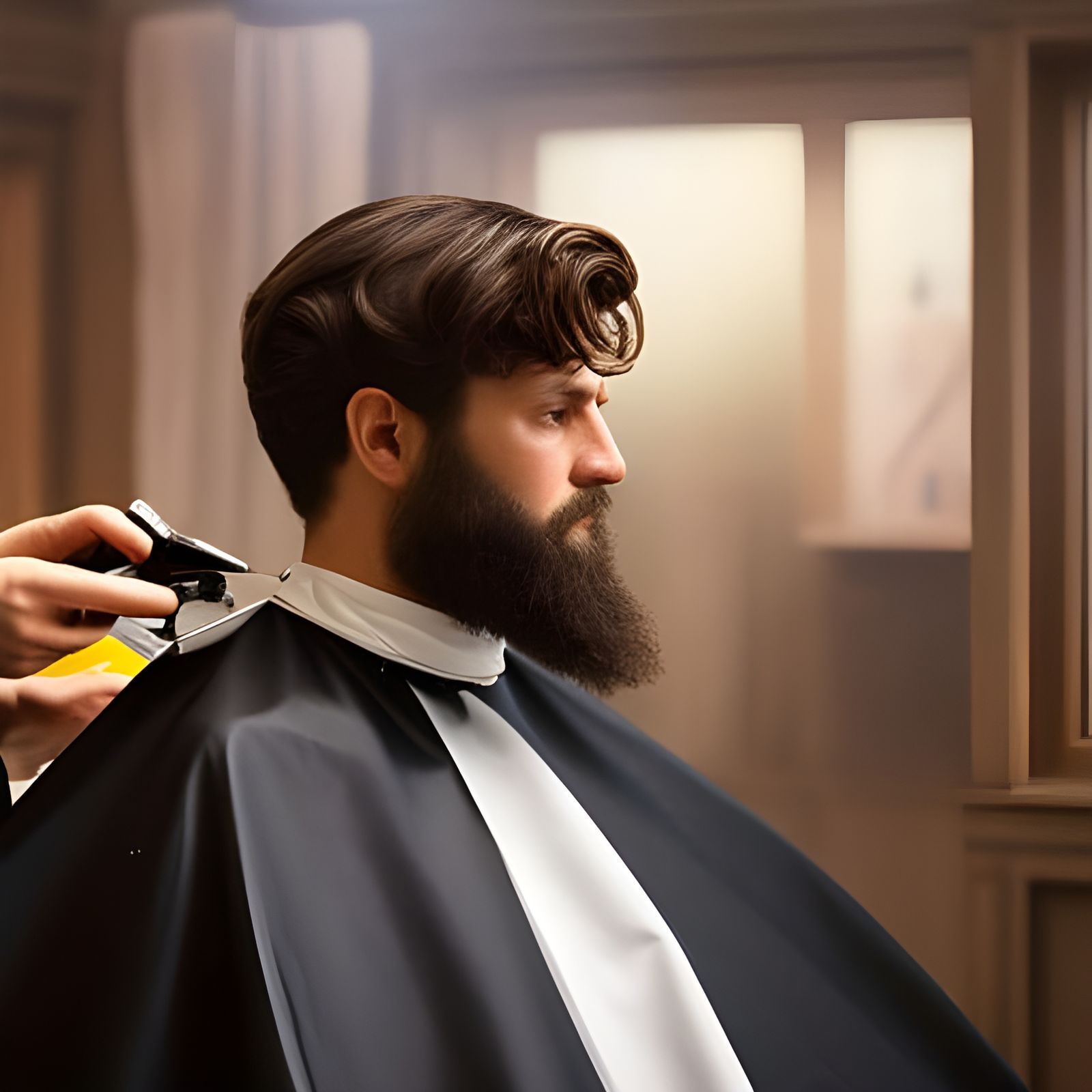 The young Dr. Frankenstein getting a haircut. 1st dinner with his Monster and new Bride.