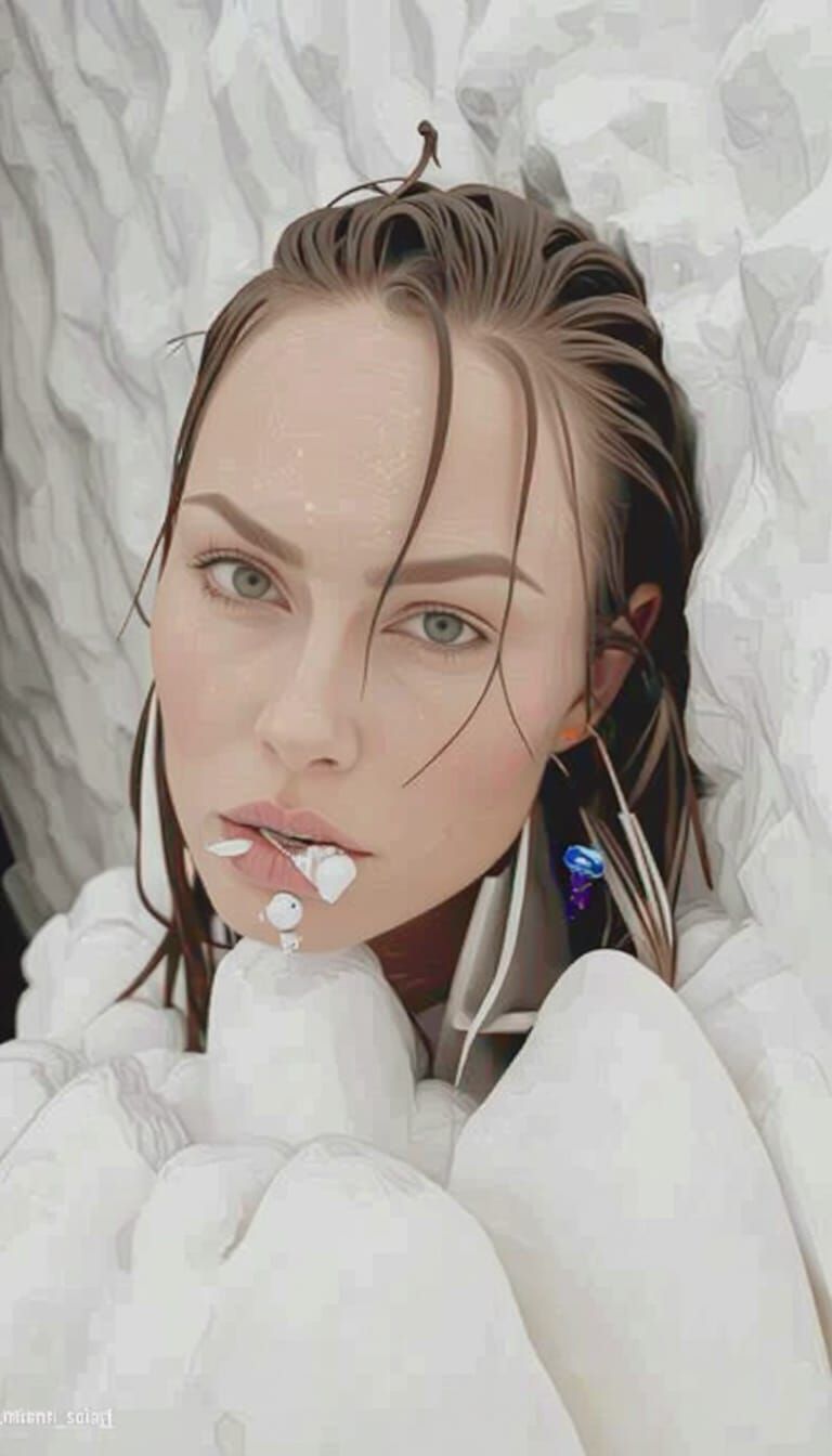 Hyperrealistic Woman in Layered Clothing, Cinematic HDR