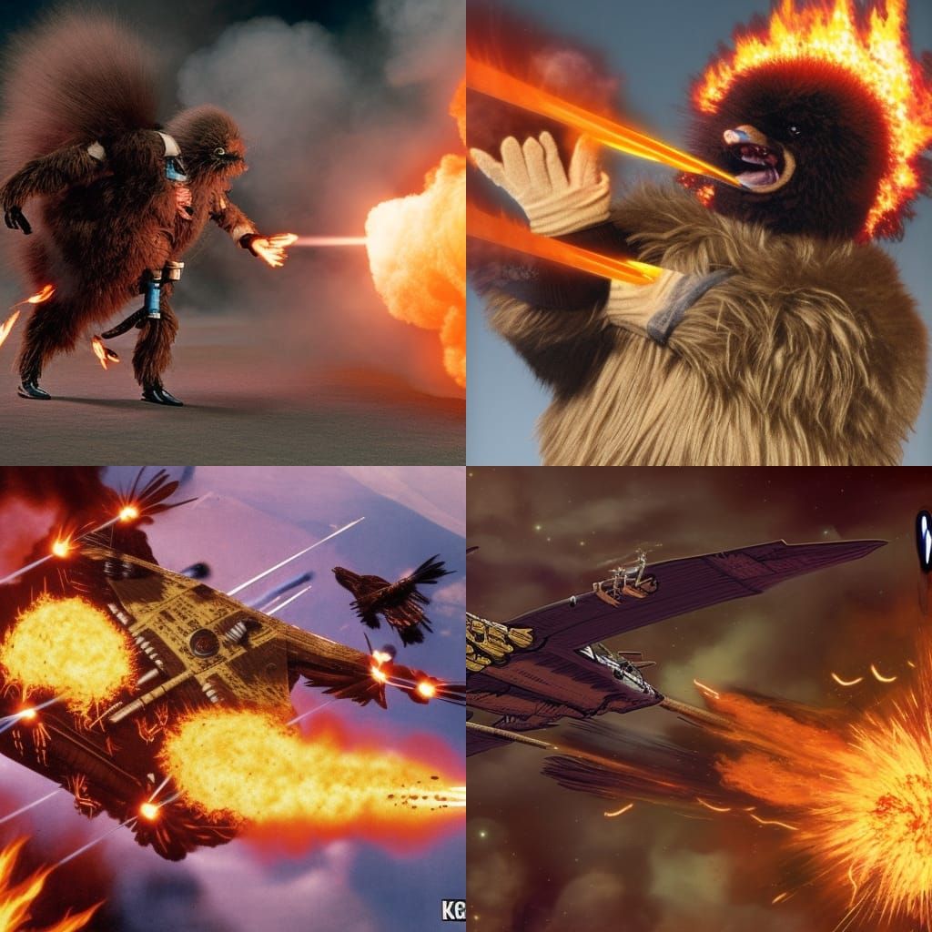 Klingon Warbird Engages Flaming Tribbles