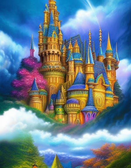 Fantasy Castle in the Sky: Hyperrealistic Digital Art