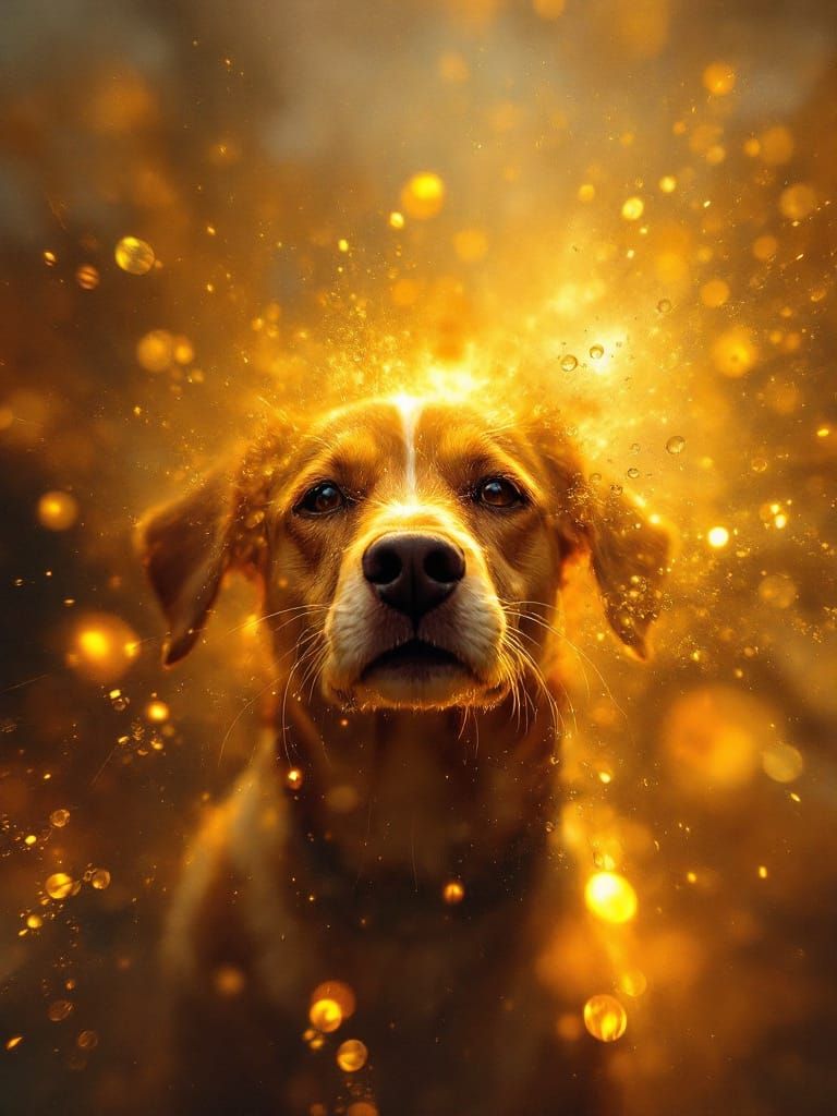 Warm Luminous Portrait with Refractive Distortion