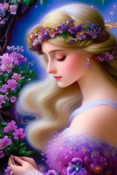 Ethereal Azalea Fairy in Watercolor Fantasy Garden