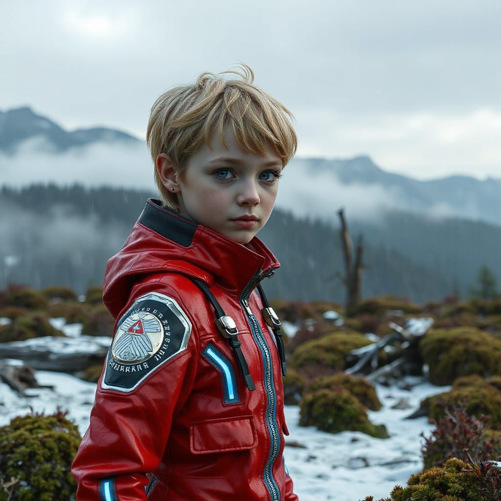 Young Adventurer in Futuristic Siberian Wilderness