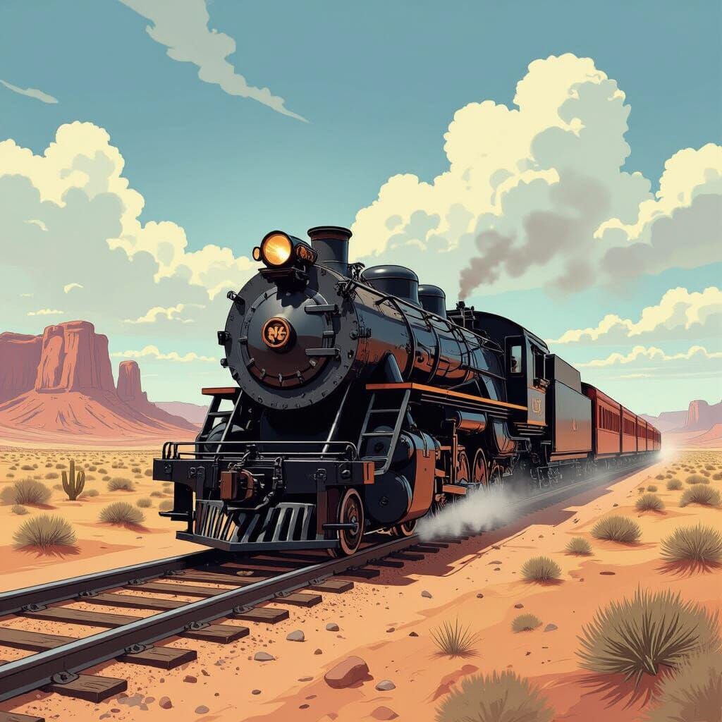 Armored Train in Utah Desert in GiJoe Comic Style