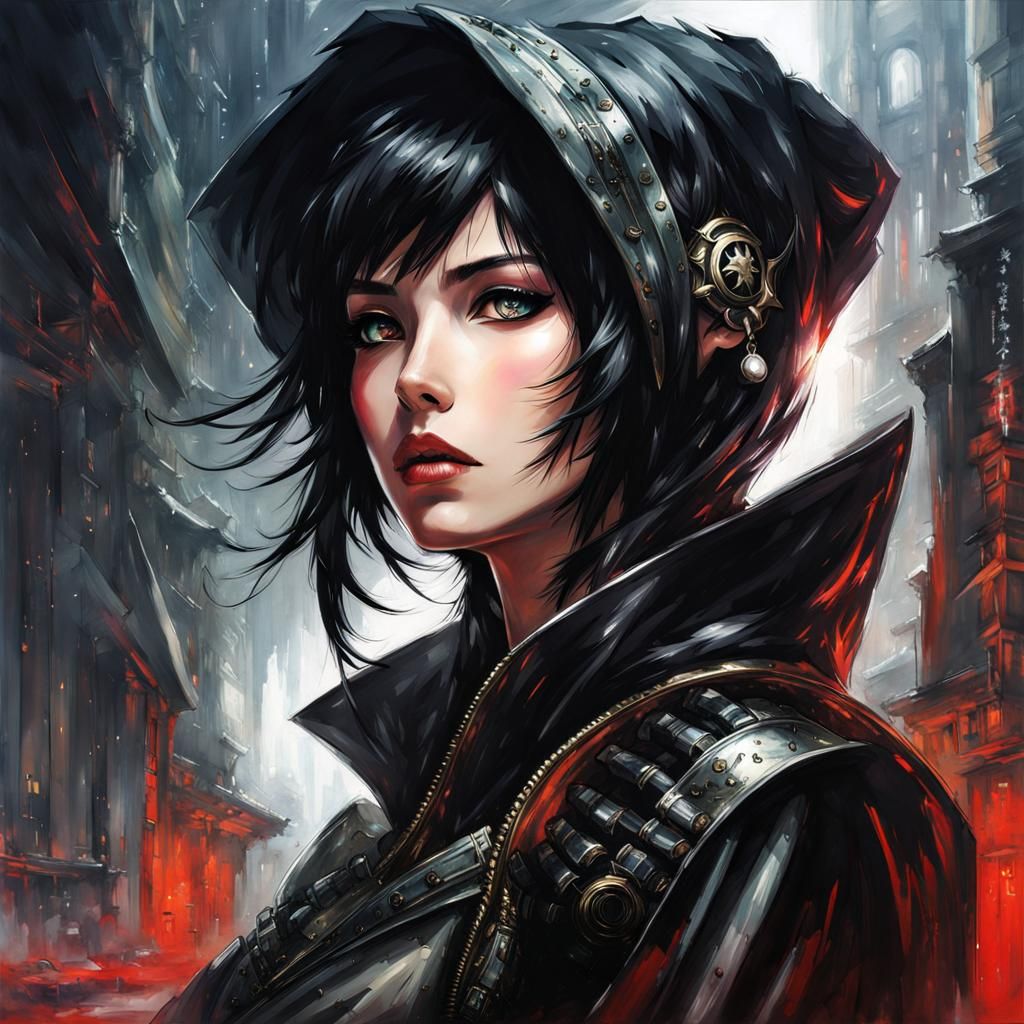 Futuristic Space Pirate Portrait in Gothic Art Style