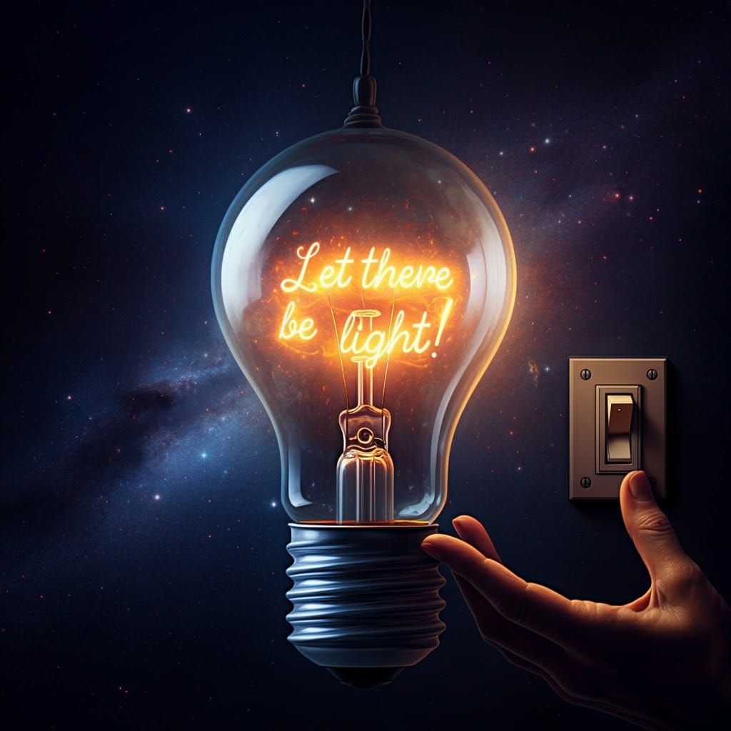 Ethereal Lightbulb Illuminates Starry Cosmos