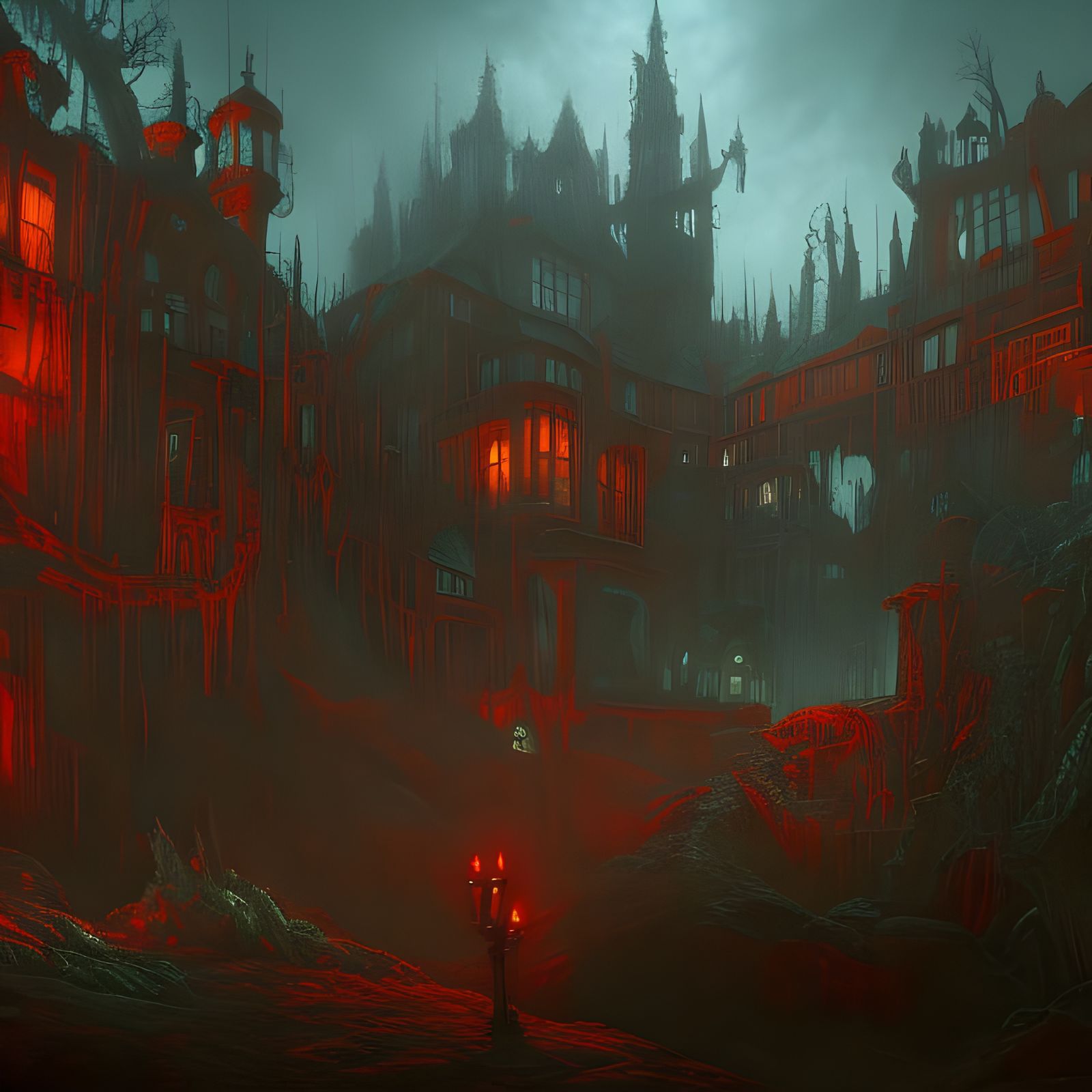 Detailed Horror Express Matte Painting