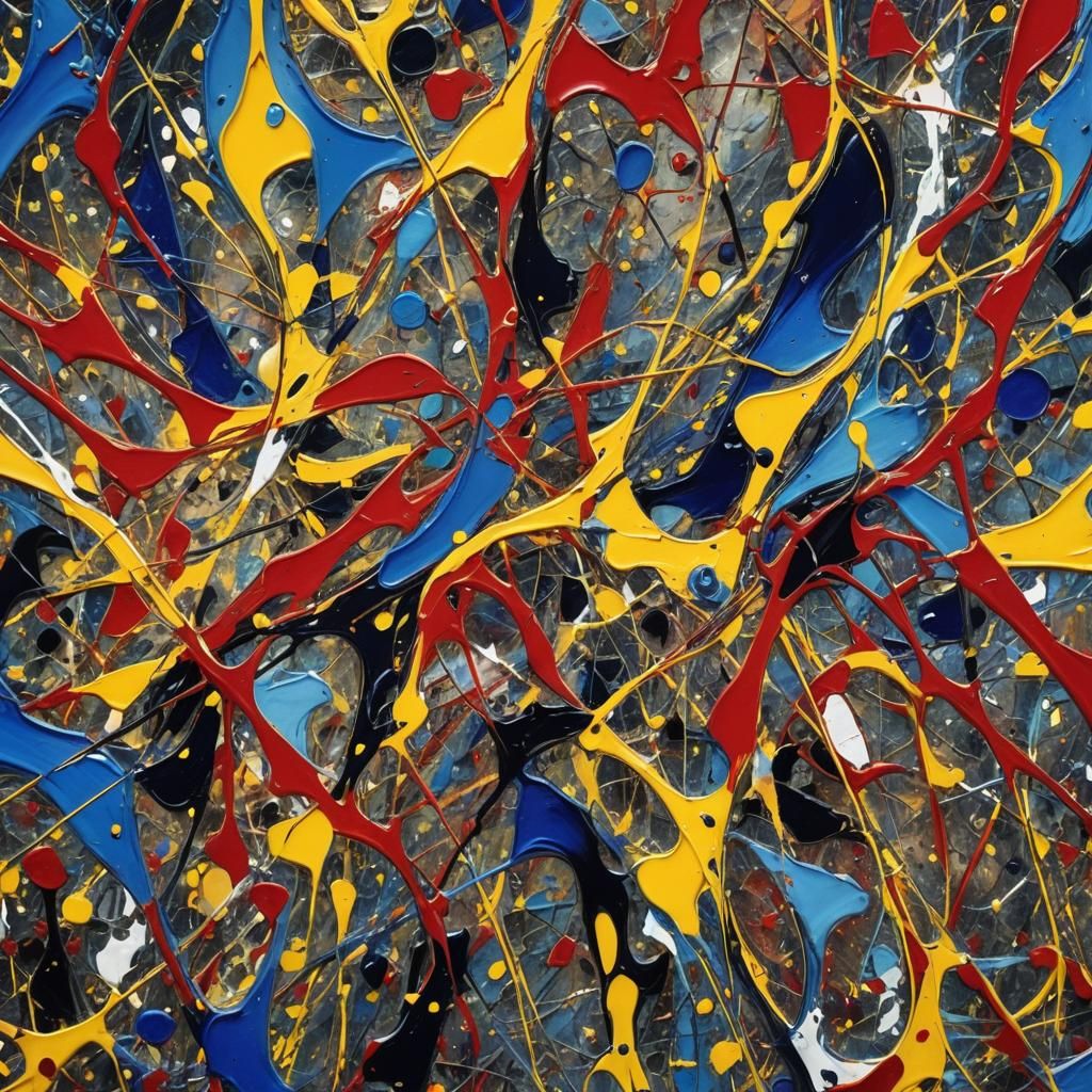 Vibrant Abstract Expressionism in Triadic Colors