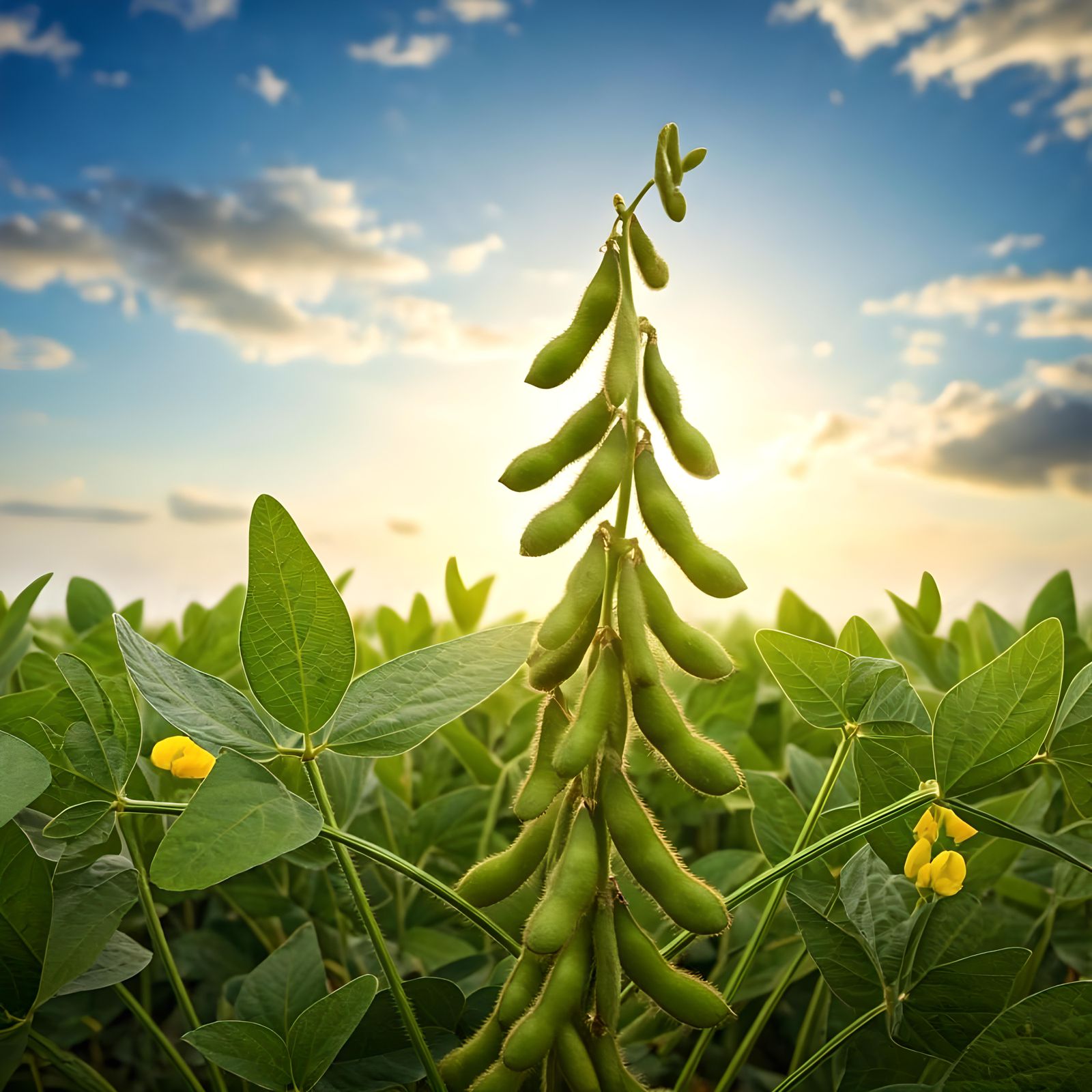 Soybean Plant with Pods in Field