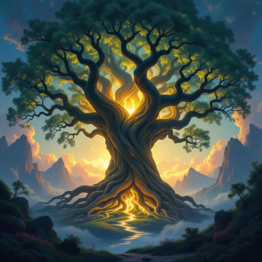 Epic Yggdrasil Tree of Life in Fantasy Concept Art Style