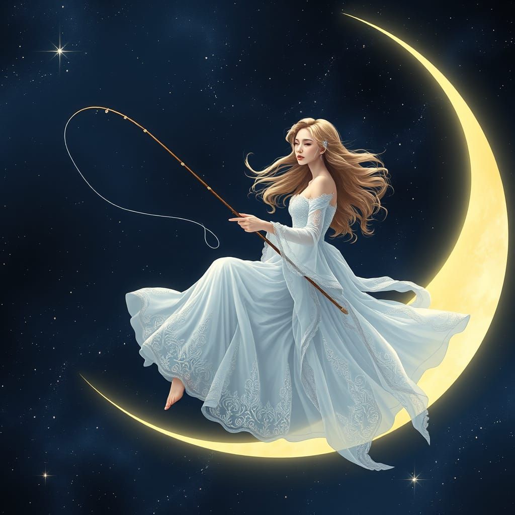 Golden Goddess on Half Moon Night