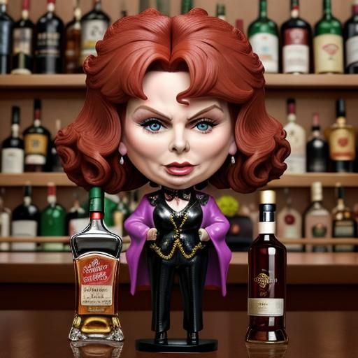 Edina Monsoon Bobblehead Figurine with Whiskey Bottle