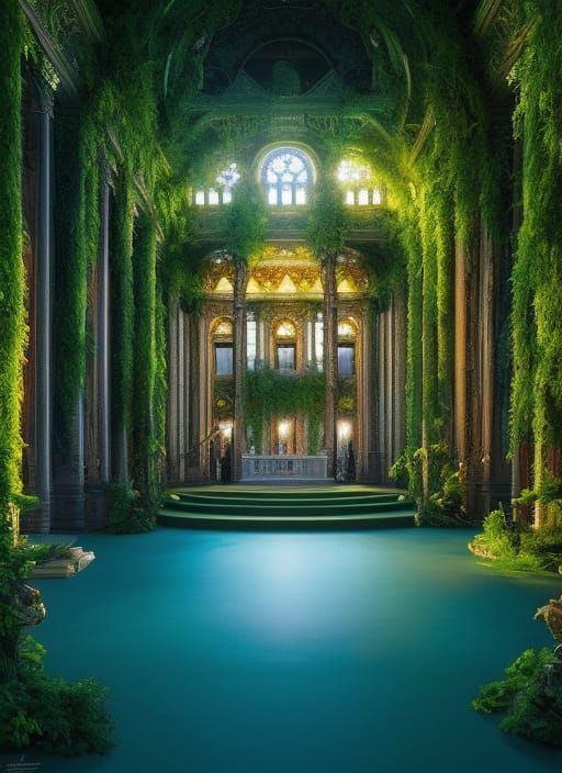 Overgrown Venetian Opera House Interior in Art Nouveau