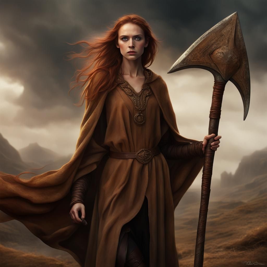 Woman with Axe and Ram Horns