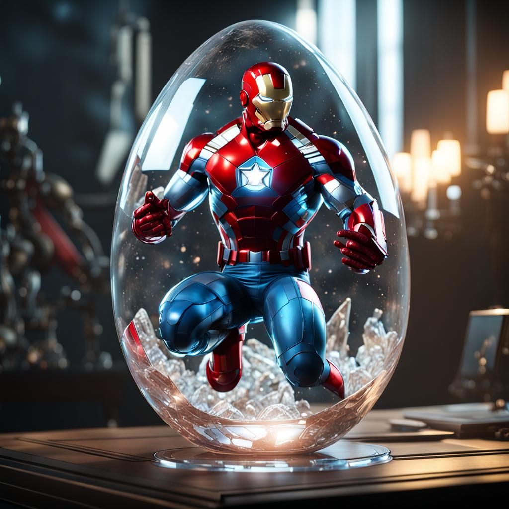 Marvel Universe Inside Crystal Egg: 3D Render