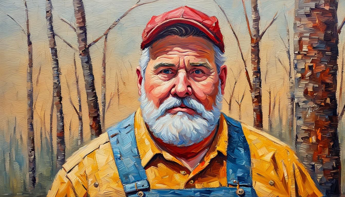 Lumberjack Portrait as Impasto Oil Painting