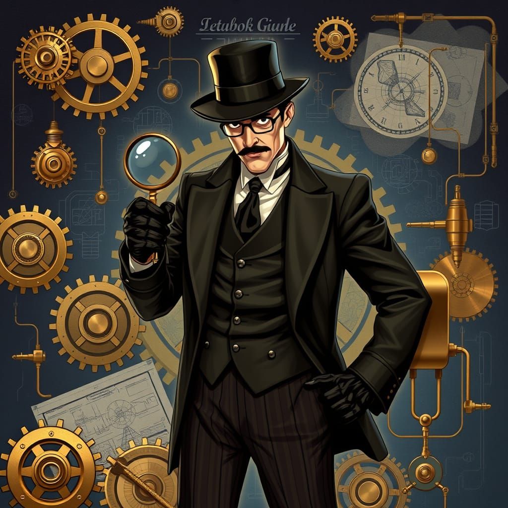 Inventor-Detective in Edwardian Era, Art Nouveau Style