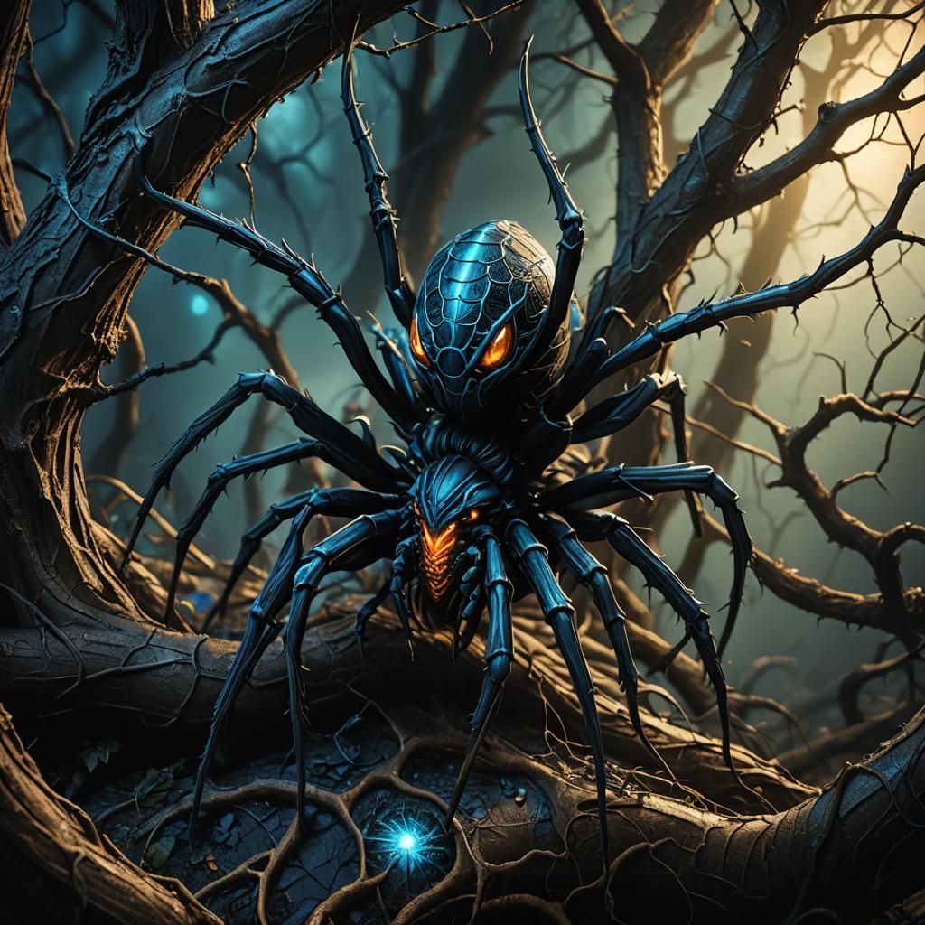 Winged Demon Spider in a Dark Fantasy Art Style