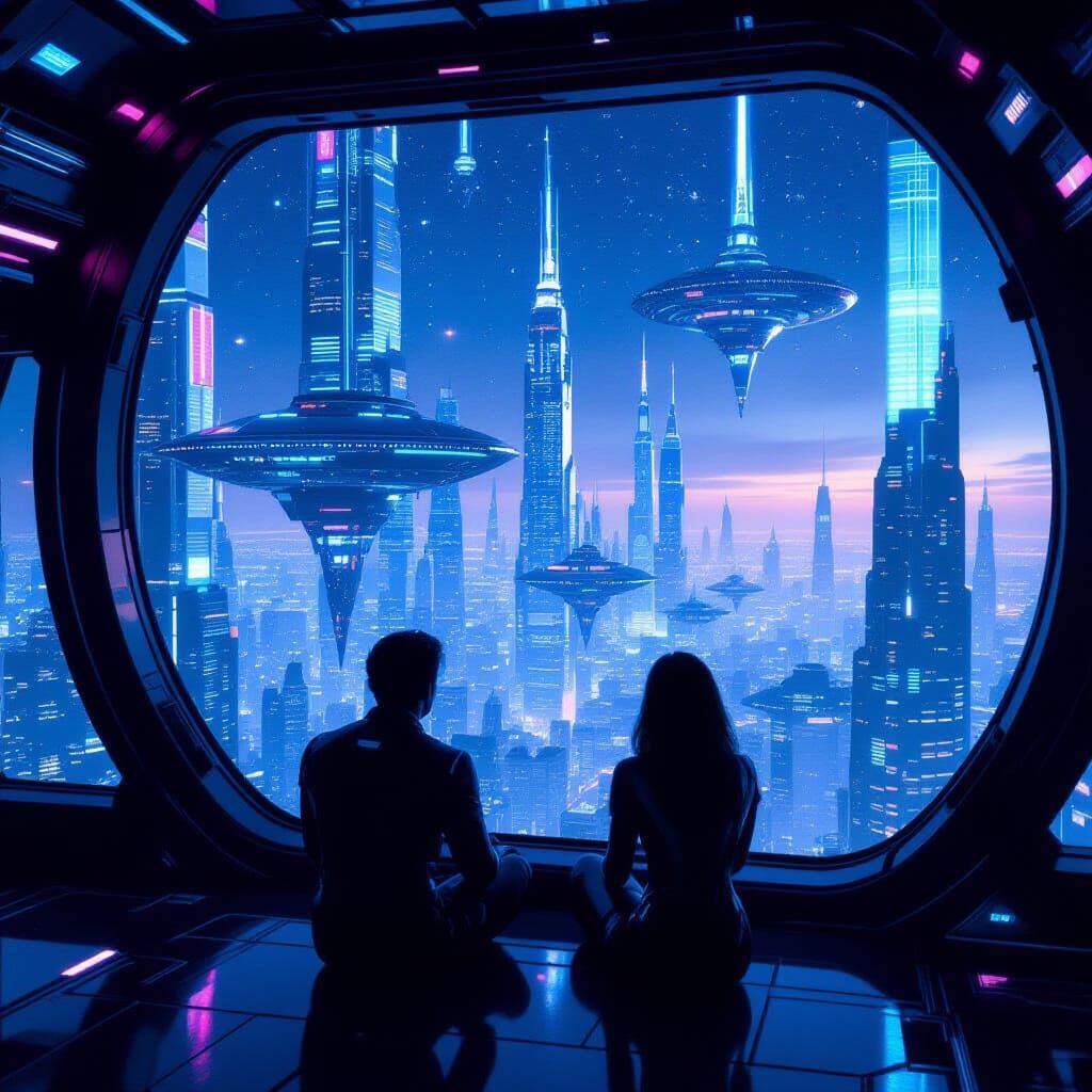 Futuristic City Couples Share Cosmic Valentine's Message
