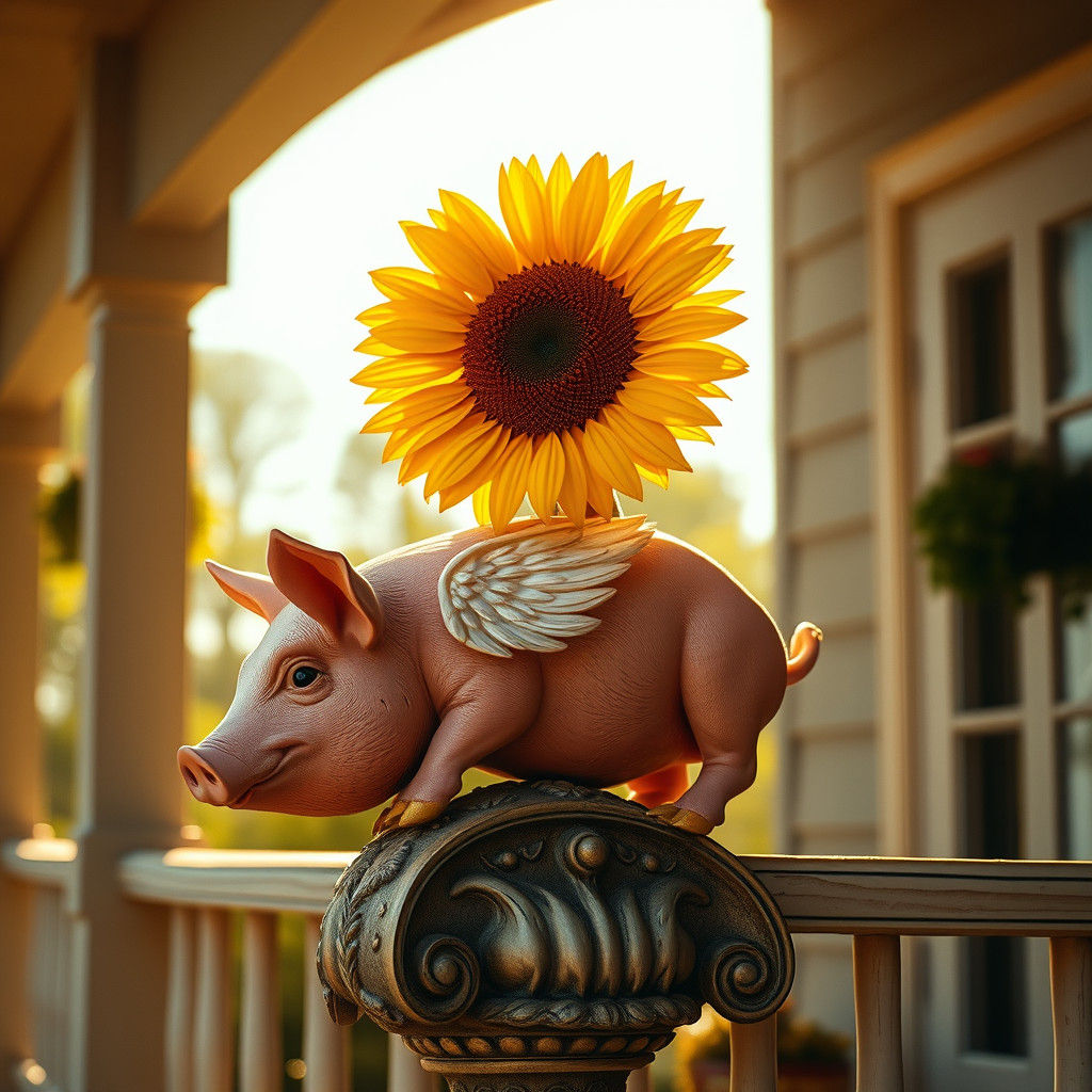Sunflower on Winged Pig, Cinematic Film Style