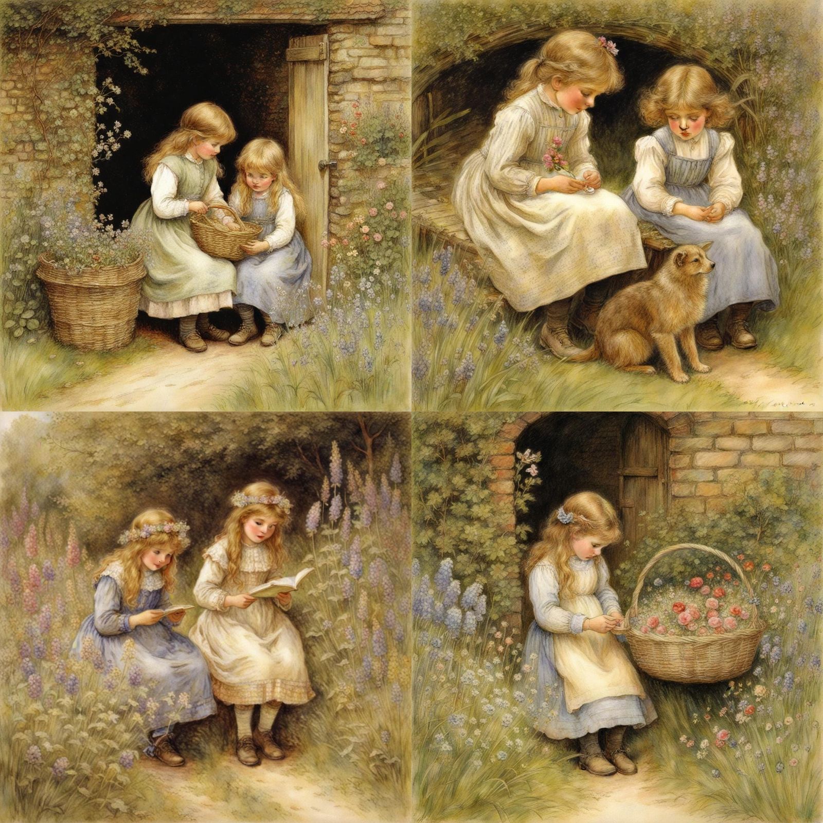 Idyllic Scene in Watercolor Illustration Style