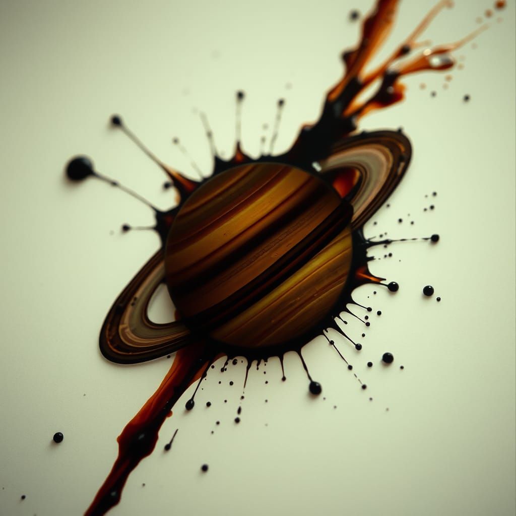 Macro Ink Splatter Resembling Saturn