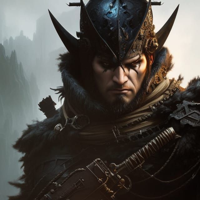 Gothic Barbarian Portrait in Dark Fantasy Style