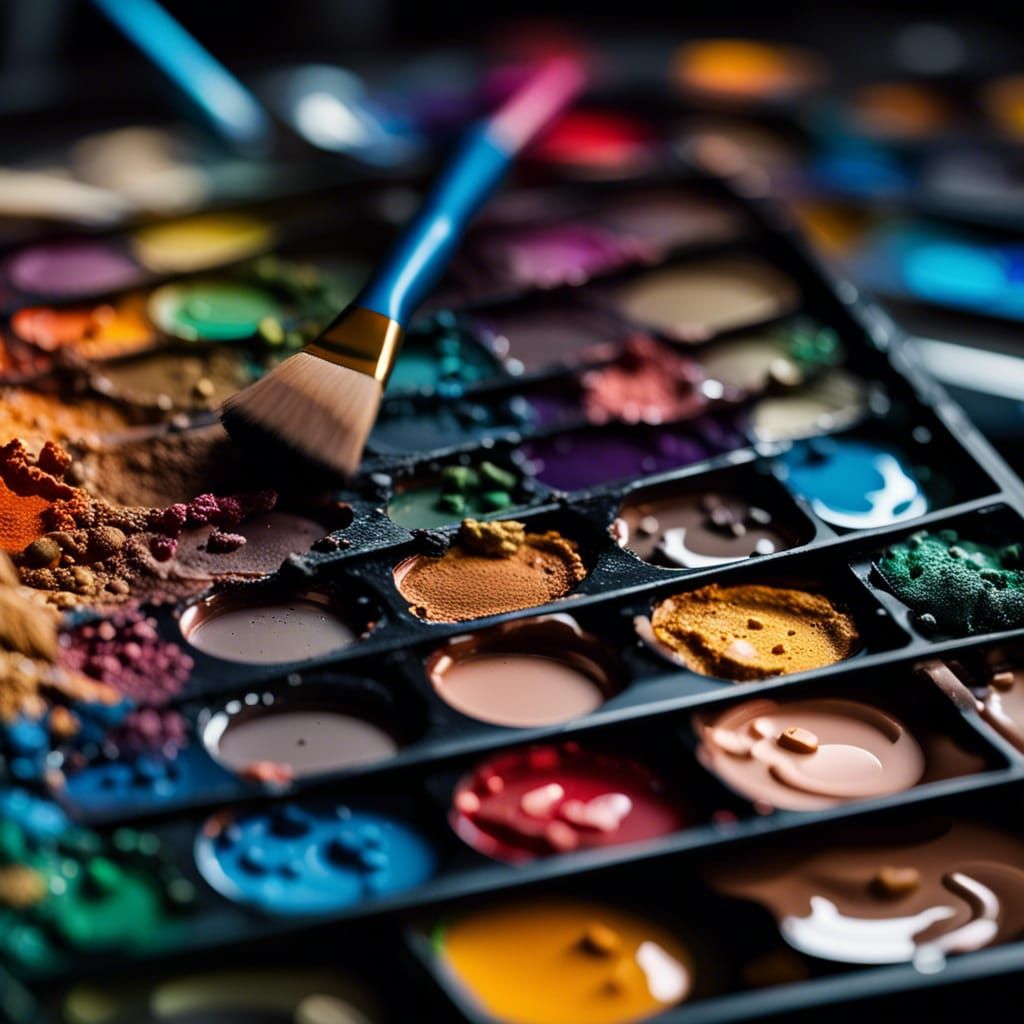 Colorful Artist Palette with Brush Photo