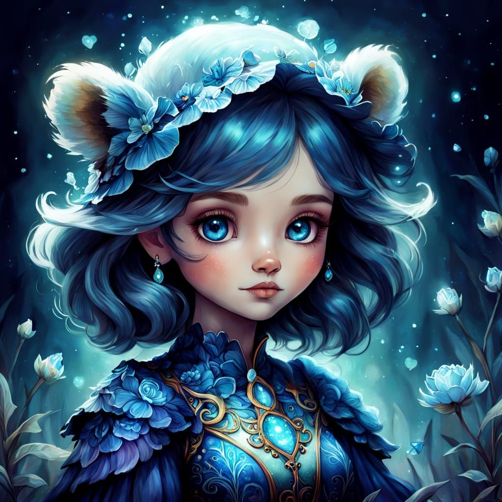 Enchanted Glow-In-The-Dark Teddy Bear in Ethereal Blue