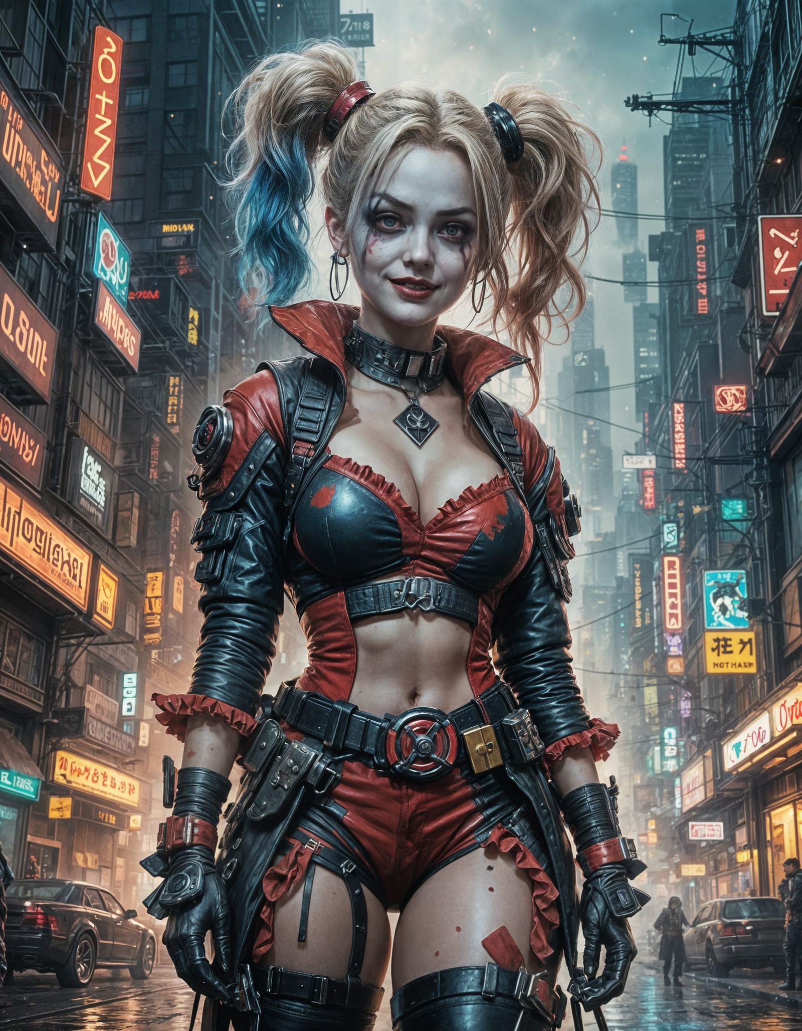 Cyberpunk Harley Quinn in Night City