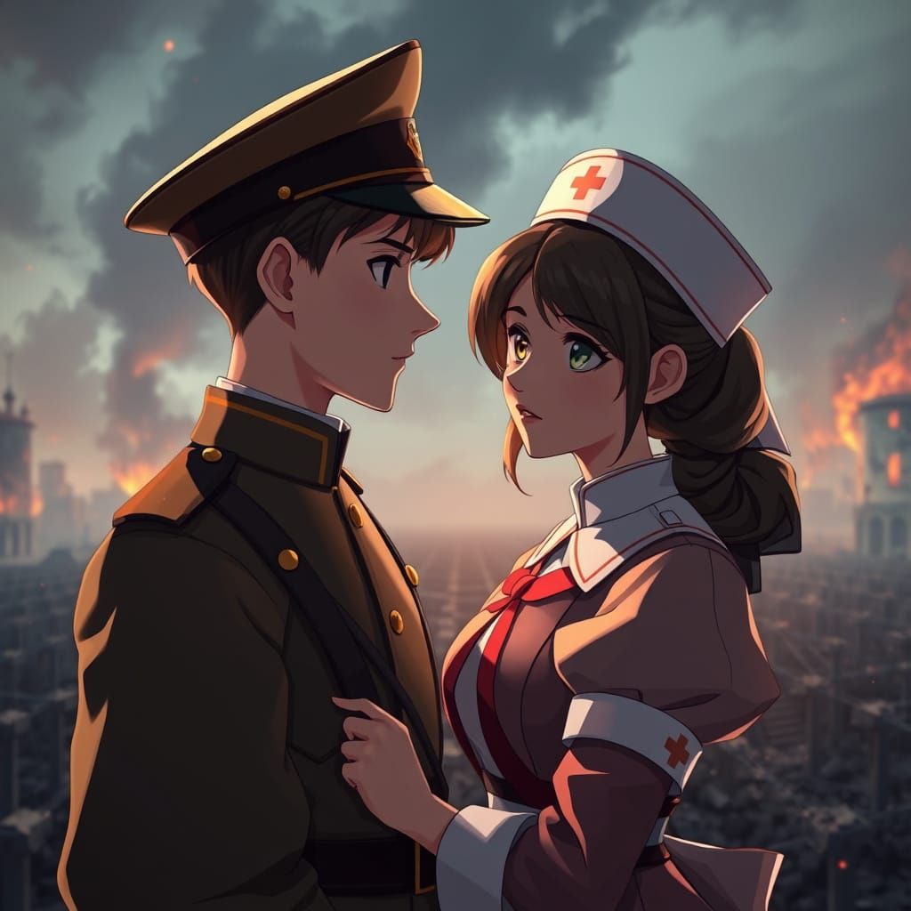 War-Torn Lovers in 1917 3D Anime Art