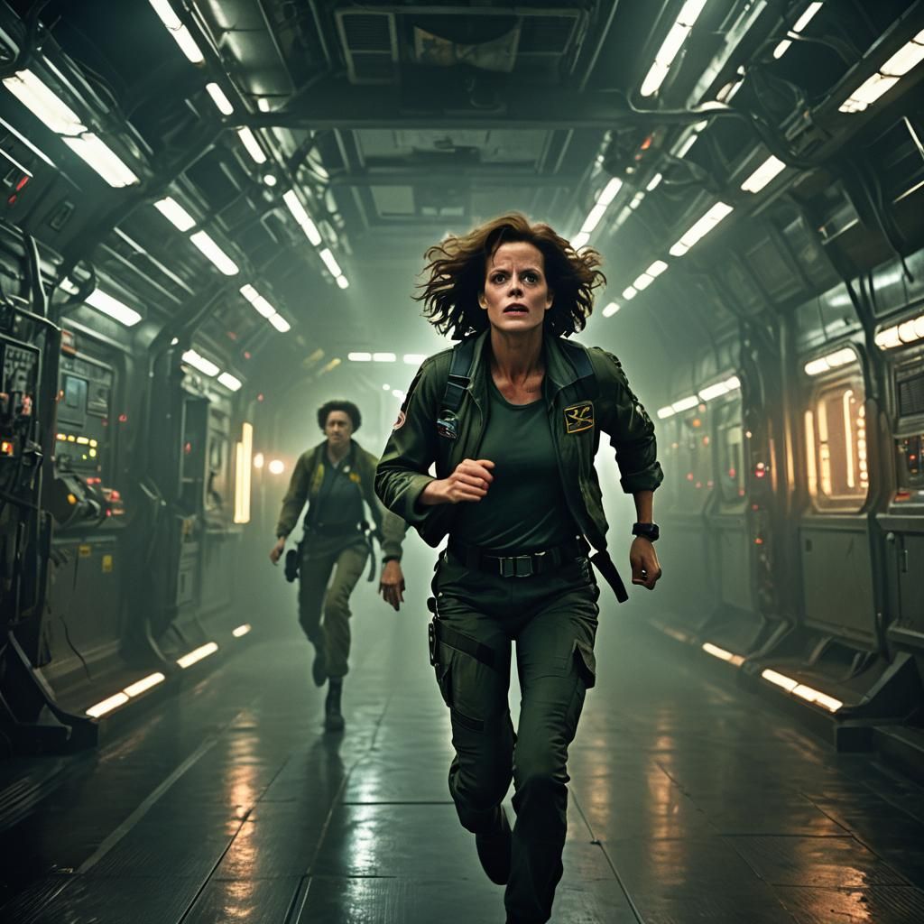 Intense Sci-Fi Scene: Ripley Running From Alien