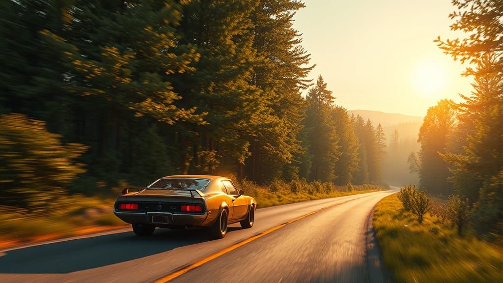 Scenic Road Trip in Futuristic Rustic Style