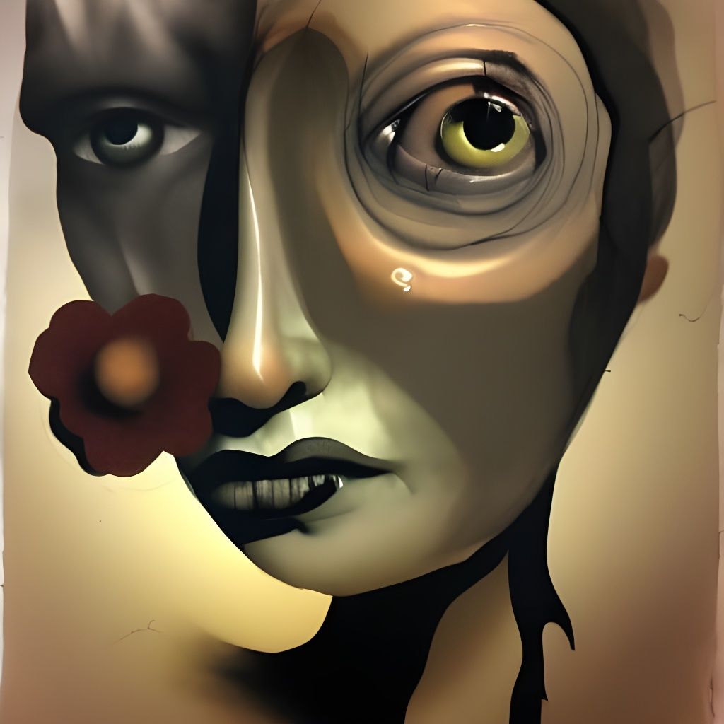 Woman's Face in Claymation Style with Ink Drips