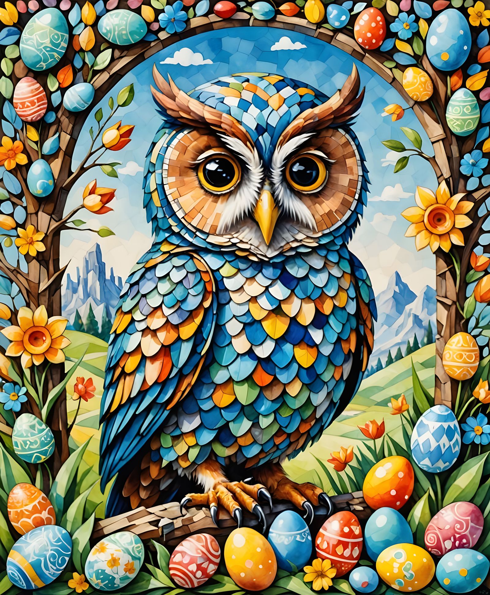 Easter in Vibrant Cubist Style