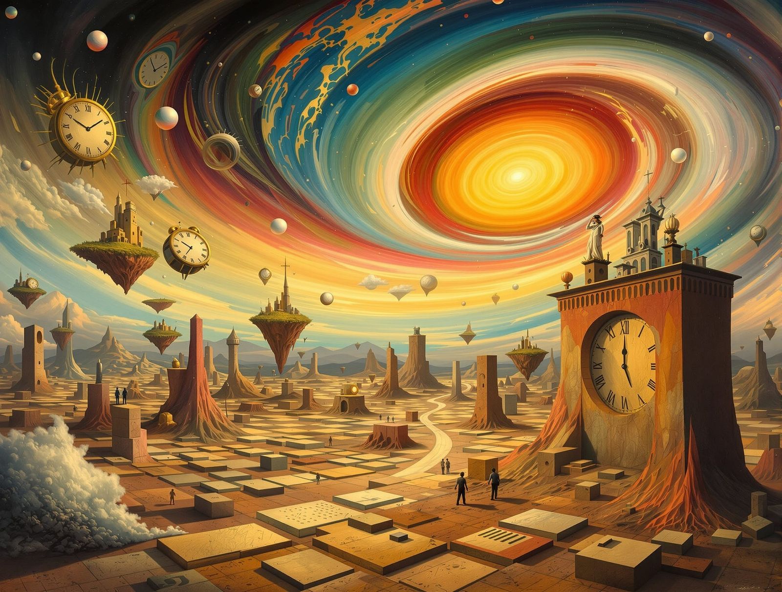 Surreal Dreamscape with Floating Islands and Melting Clocks