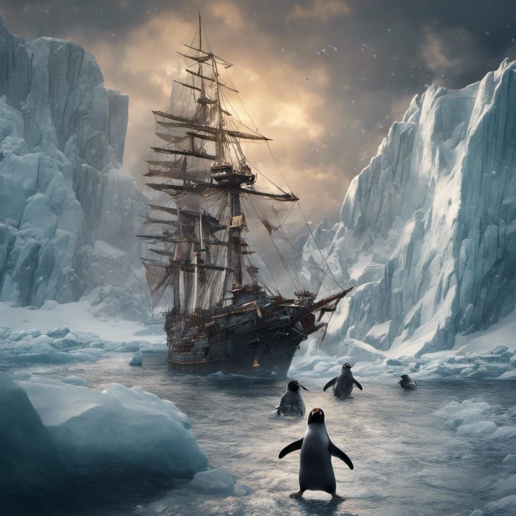 Penguin Ninja Pirates Patrol Antarctic Seas