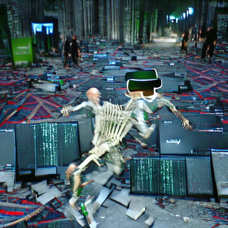 Skeleton Tripping Over Servers in The Matrix